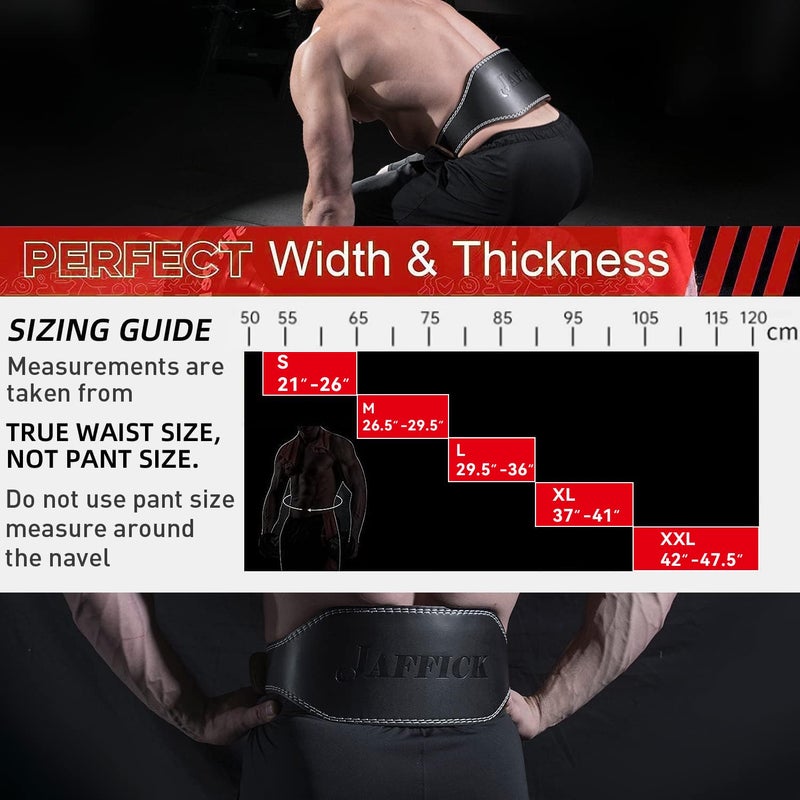 Jaffick Genuine Leather Weight Lifting Belt for Men Gym Weight Belt Lumbar Back Support Powerlifting Weightlifting Heavy Duty Workout Training Strength Training Equipment - Image 2